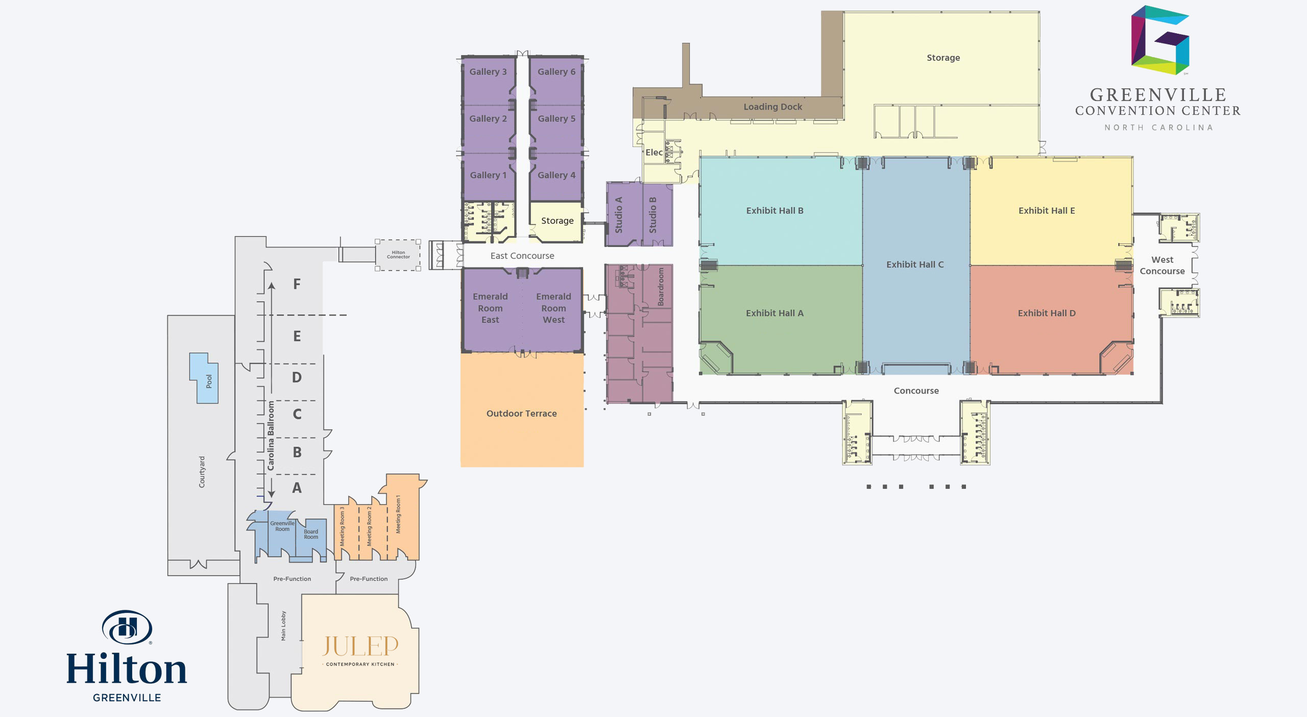 Floor plan of the Greenville Convention Center & Hilton
