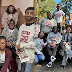 Two group photos of NCCU Wesley Campus MInistry students