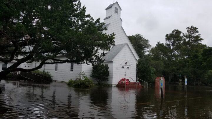 church flooded after storm