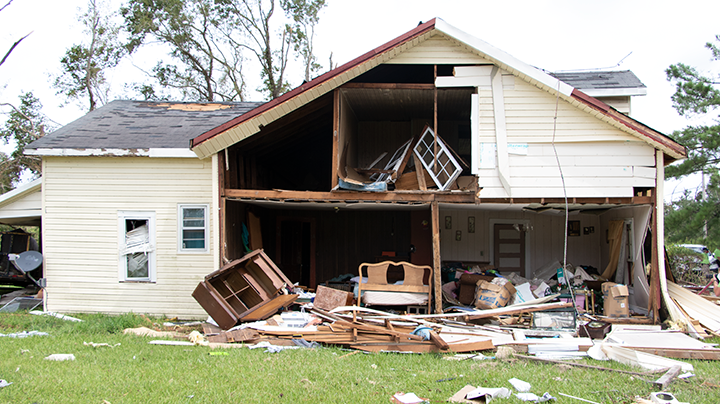 home damaged by tornado