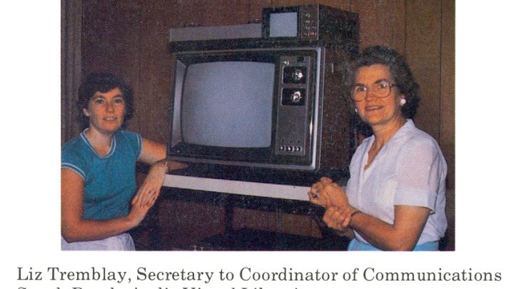 1981-Clergy-Pictures-Liz-Tremblay-Secretary-to-Coordinator-of-Communications-Sarah-Brock-Audio-Visual-Librarian