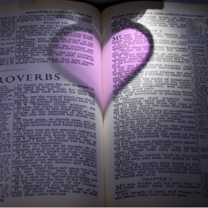 Bible with purple heart