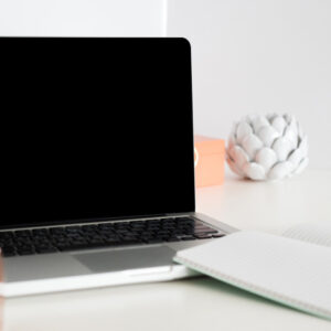 Computer with paper notebook