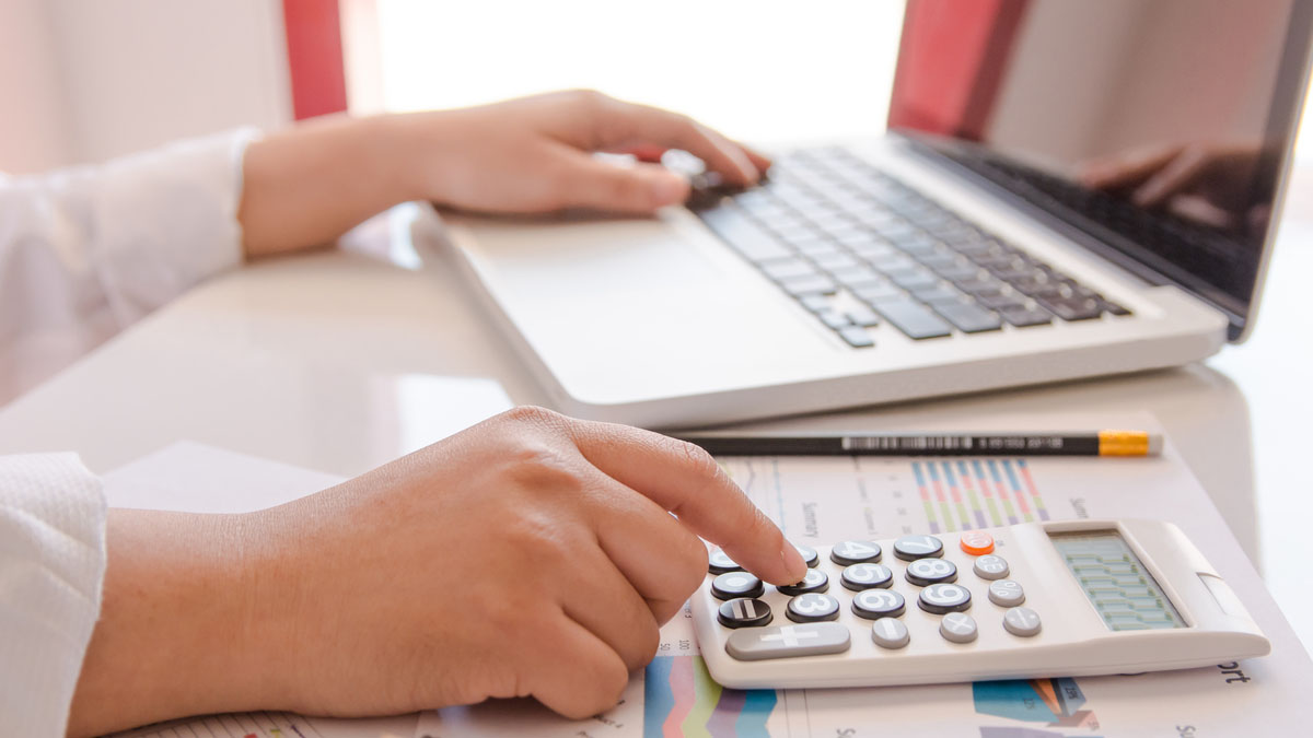 Laptop with calculator