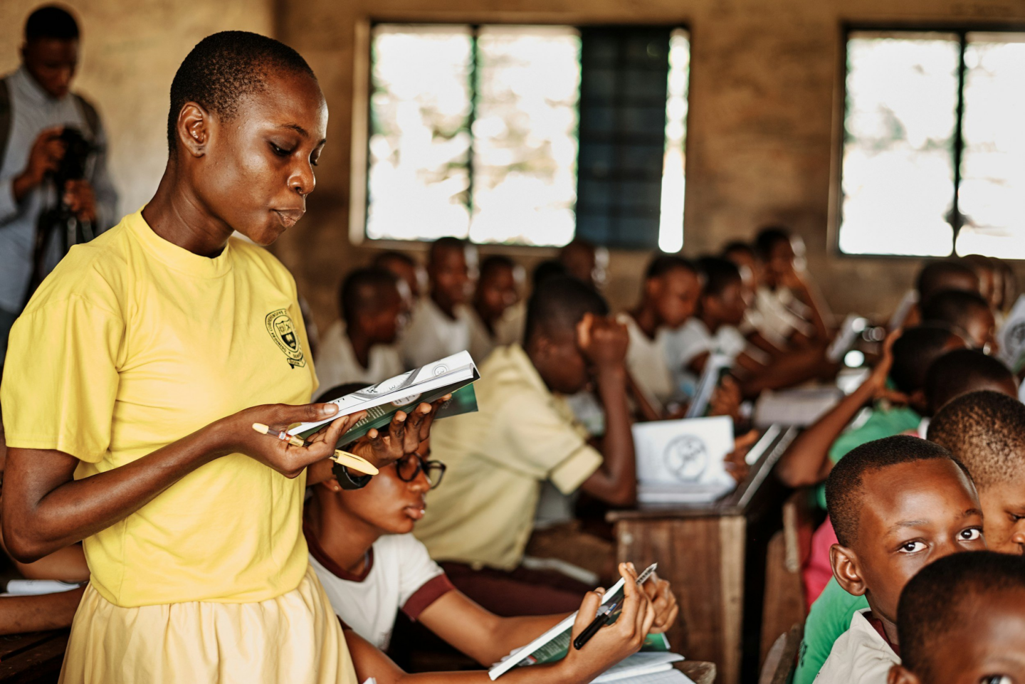 Reading from a book in class