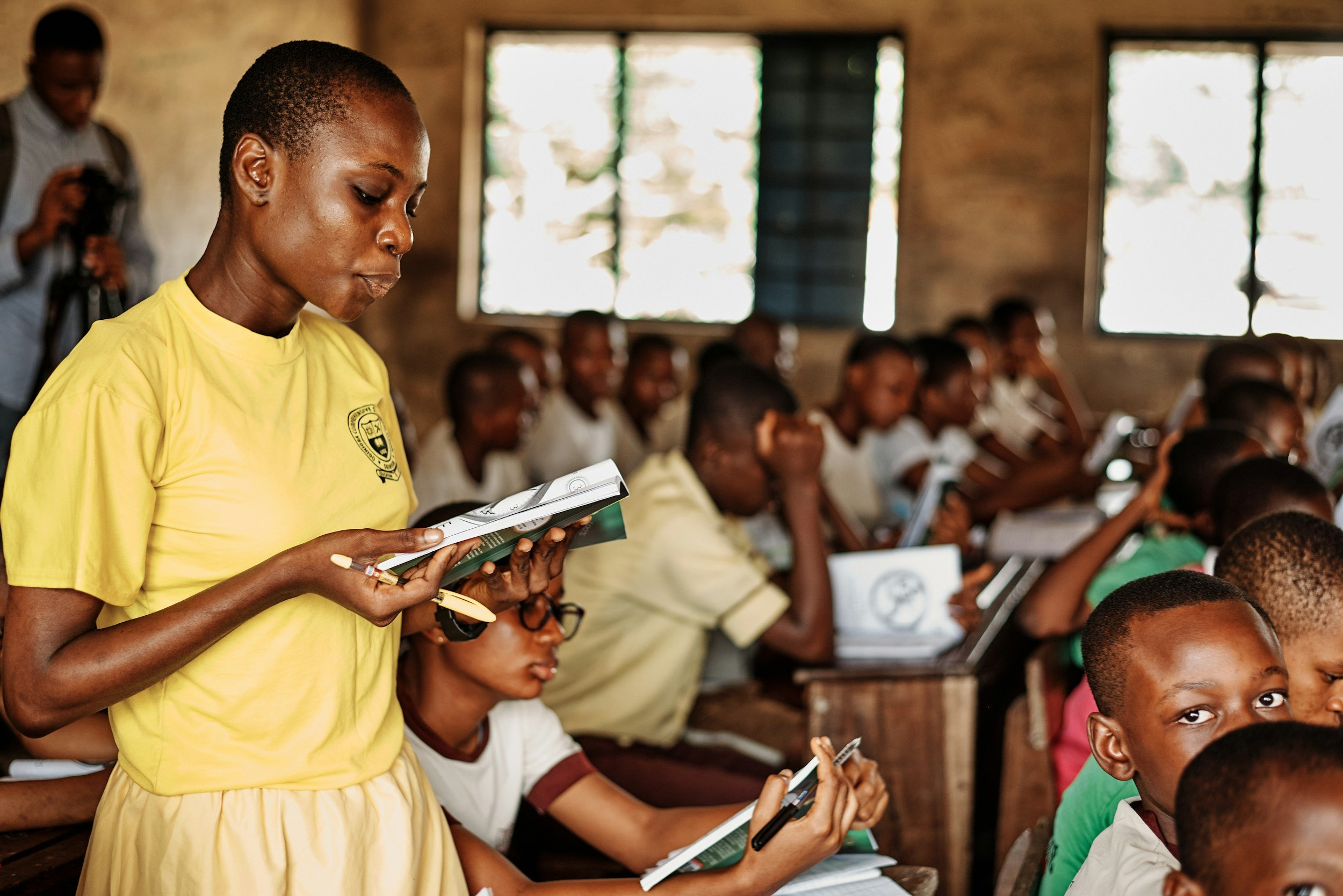 Reading from a book in class